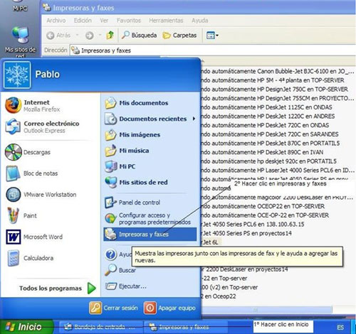 Impresoras en Windows XP